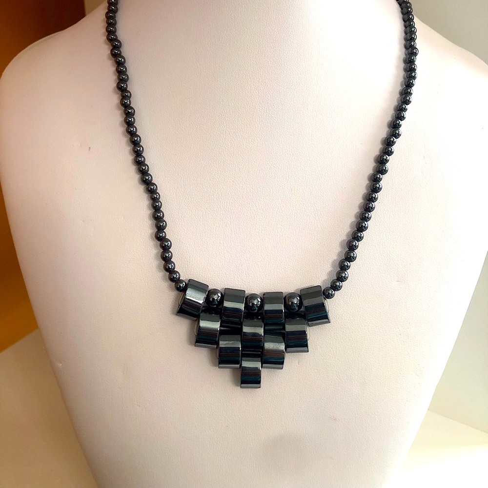 Vintage Hematite Geometric Necklace